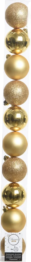 Decoris kerstbal goud D 6 cm 10 stuks