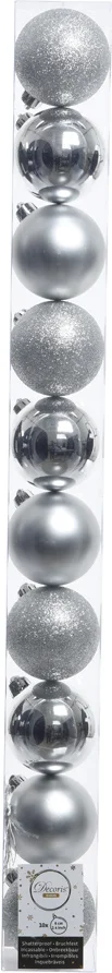 Decoris kerstbal zilver D 6 cm 10 stuks