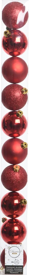 Decoris kerstbal rood D 6 cm 10 stuks