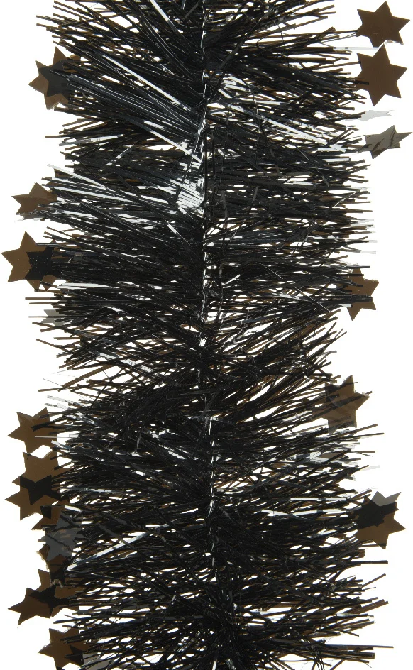 Decoris kerstslinger Lindo sterren zwart 270 cm