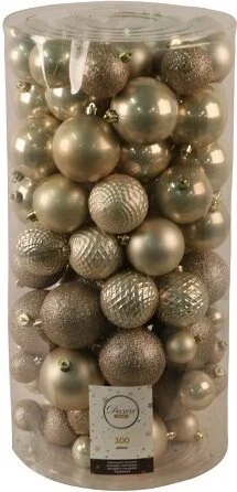 Decoris kerstbal parelwit D 4 / 6 / 8 cm 100 stuks