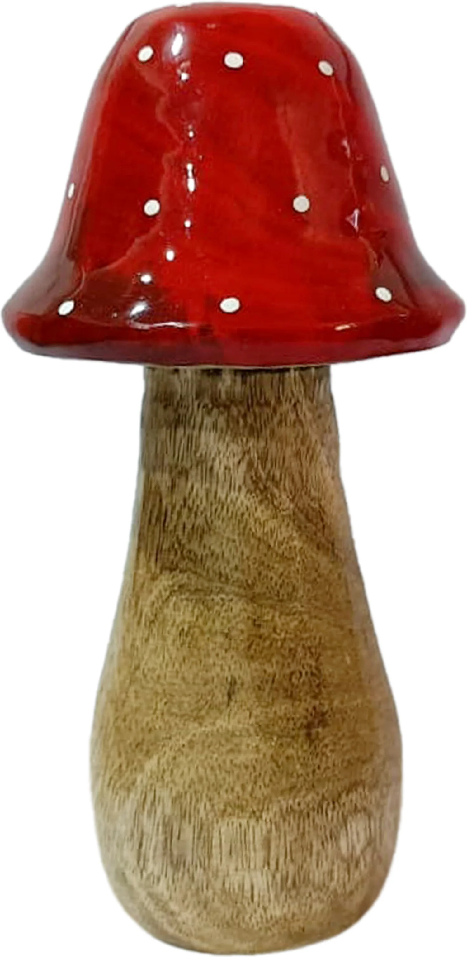 Beeld Paddenstoel naturel / rood D 10 H 20 cm