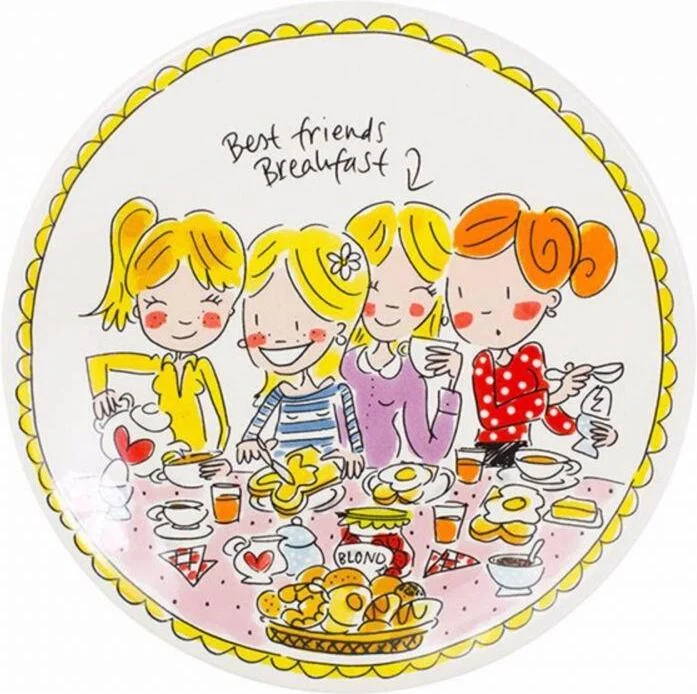 Blond Amsterdam ontbijtbord Even Bijkletsen girls D 22 cm