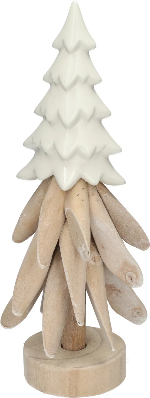 Decoratieboom Toyah wit / beige D 13 H 34,5 cm
