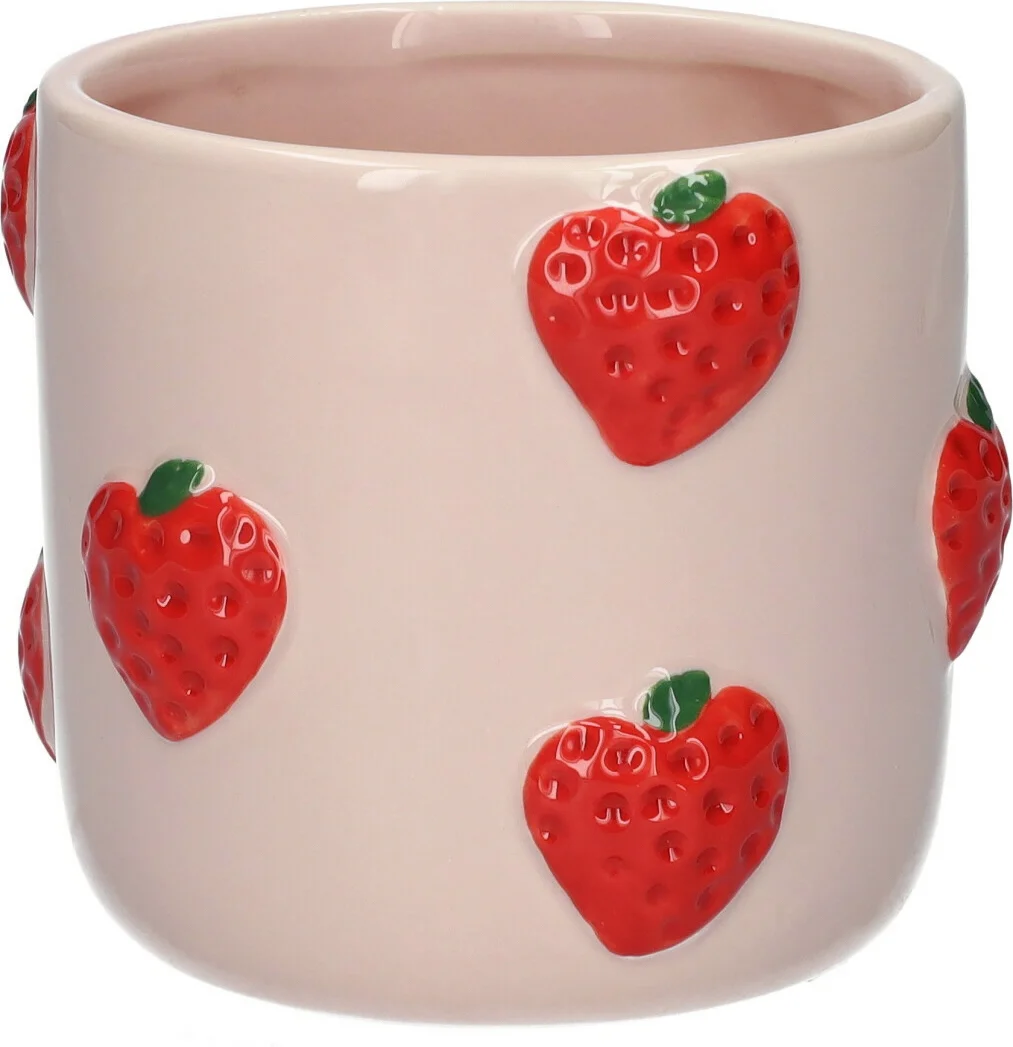 Bloempot Aardbei roze D 10,5 H 9,7 cm