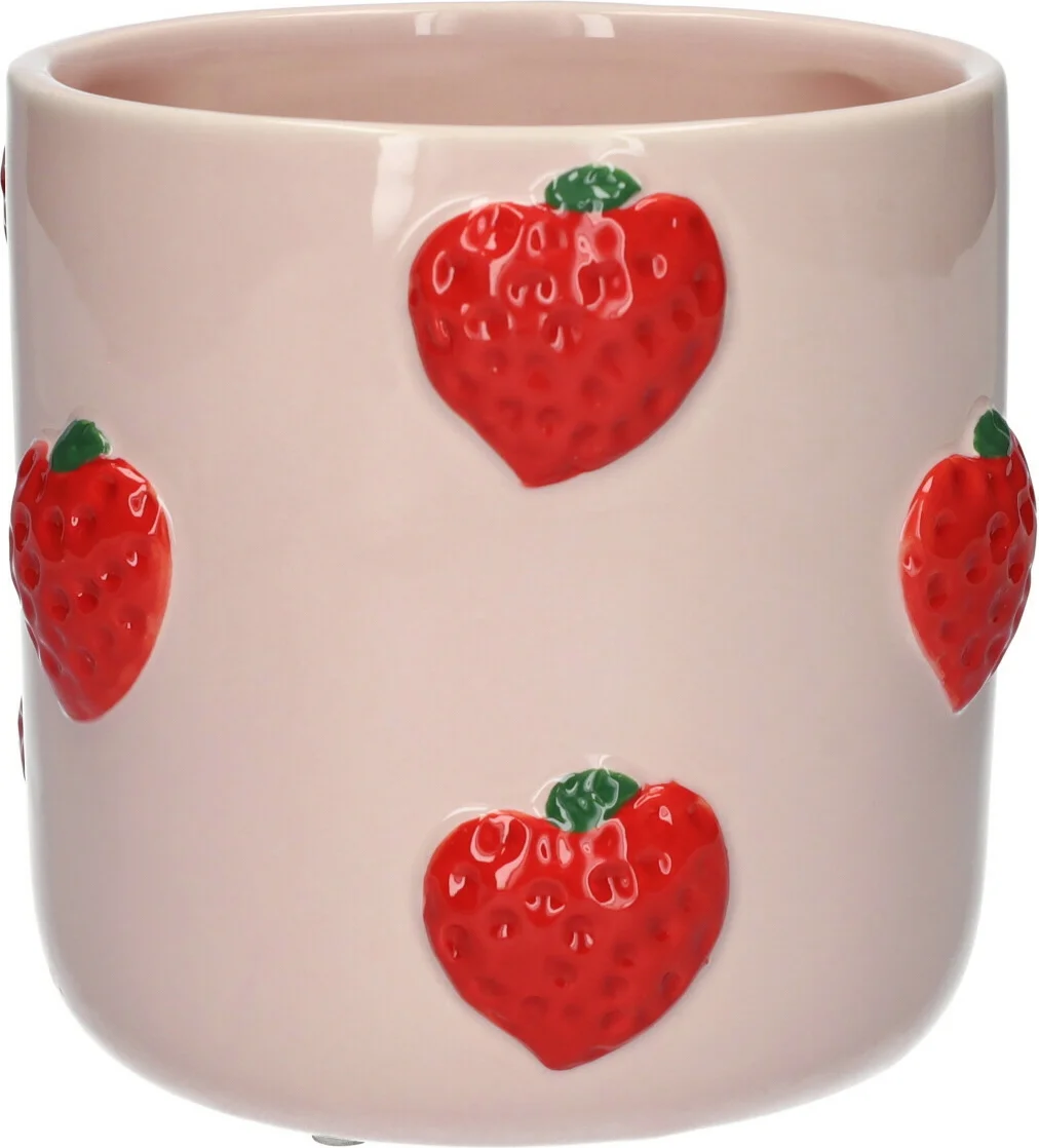 Bloempot Aardbei roze D 13,5 H 13,5 cm