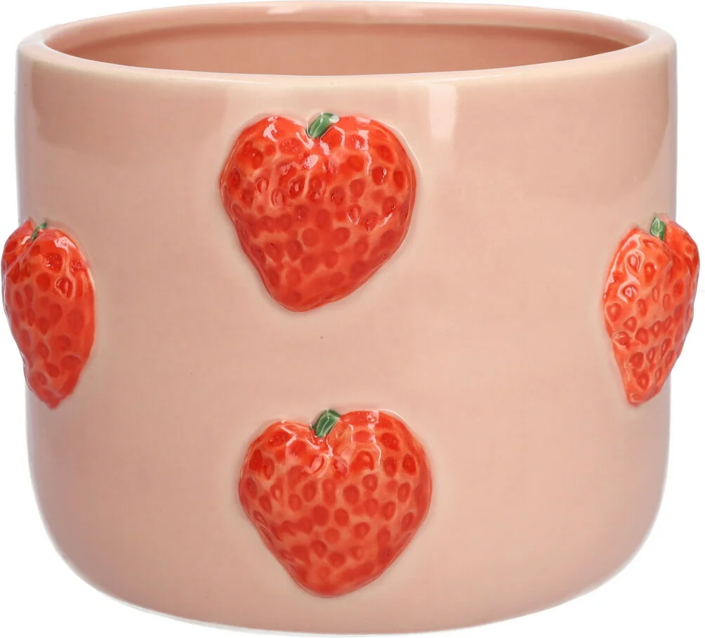 Bloempot Aardbei roze D 15,5 H 13 cm