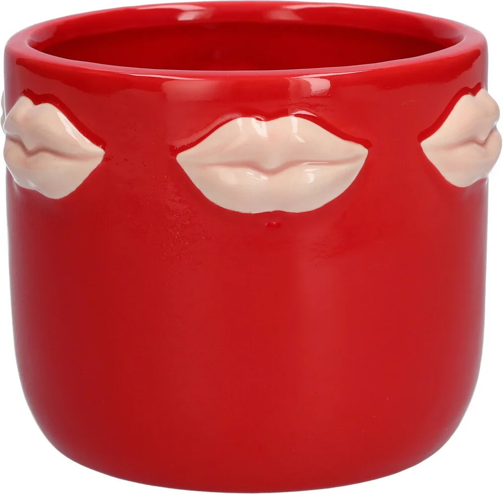 Bloempot Kusjes rood D 12 H 10,5 cm