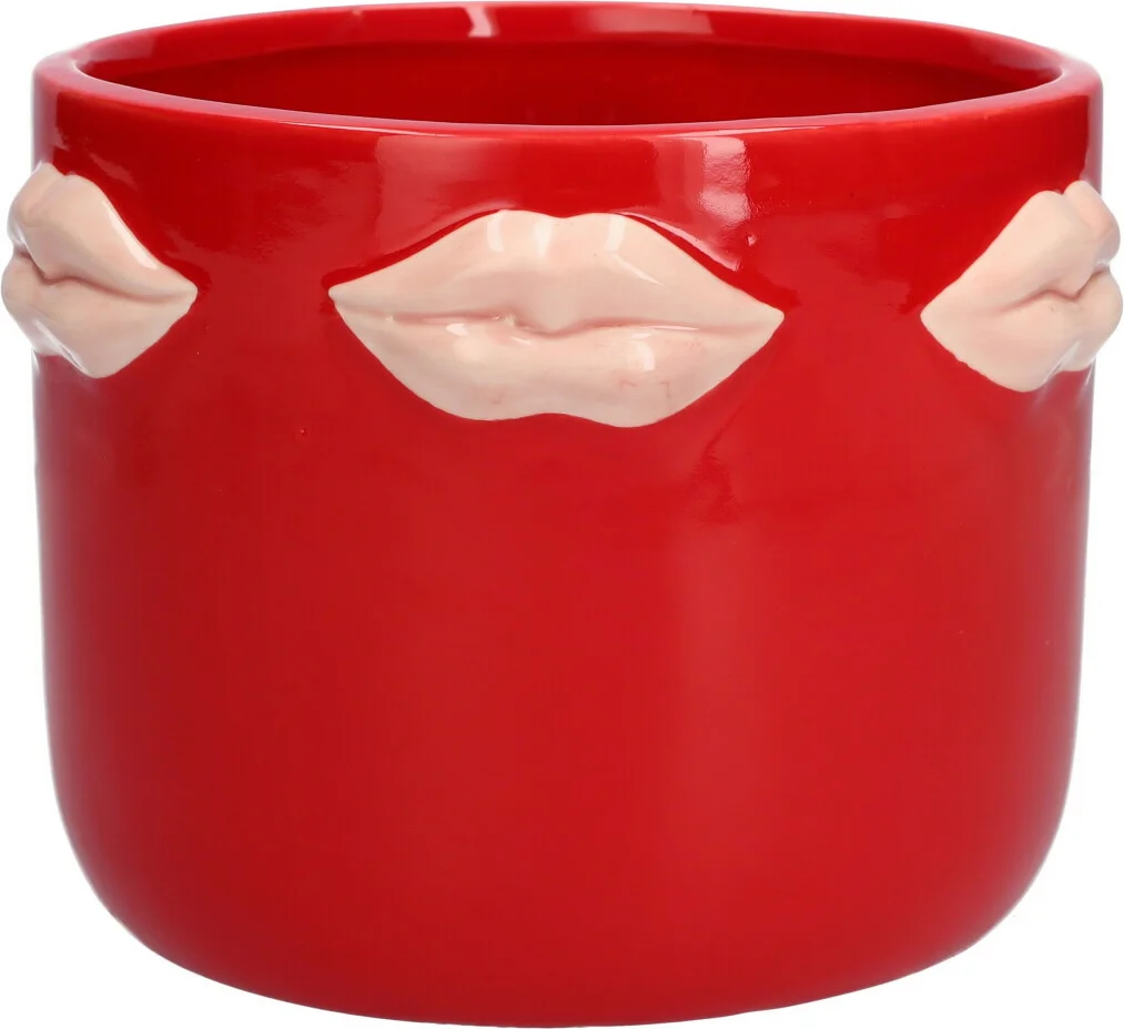 Bloempot Kusjes rood D 13,5 H 13,5 cm