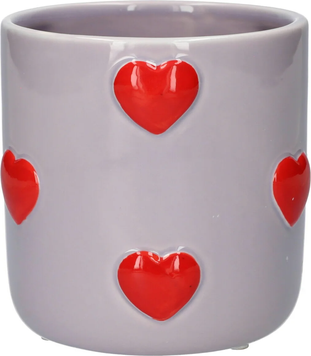 Bloempot Hartjes paars D 12 H 10,5 cm