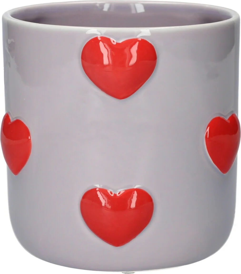 Bloempot Hartjes paars D 13,5 H 13,5 cm