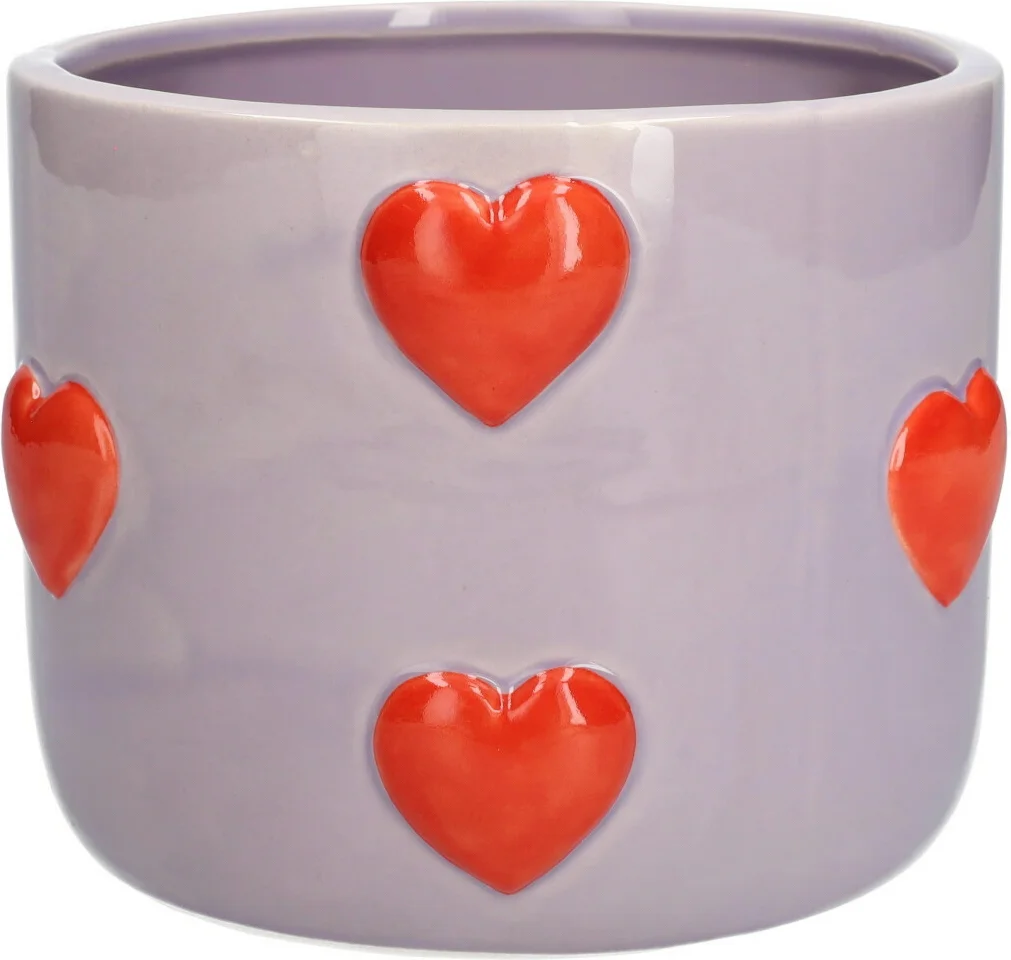 Bloempot Hartjes paars D 15,5 H 13 cm