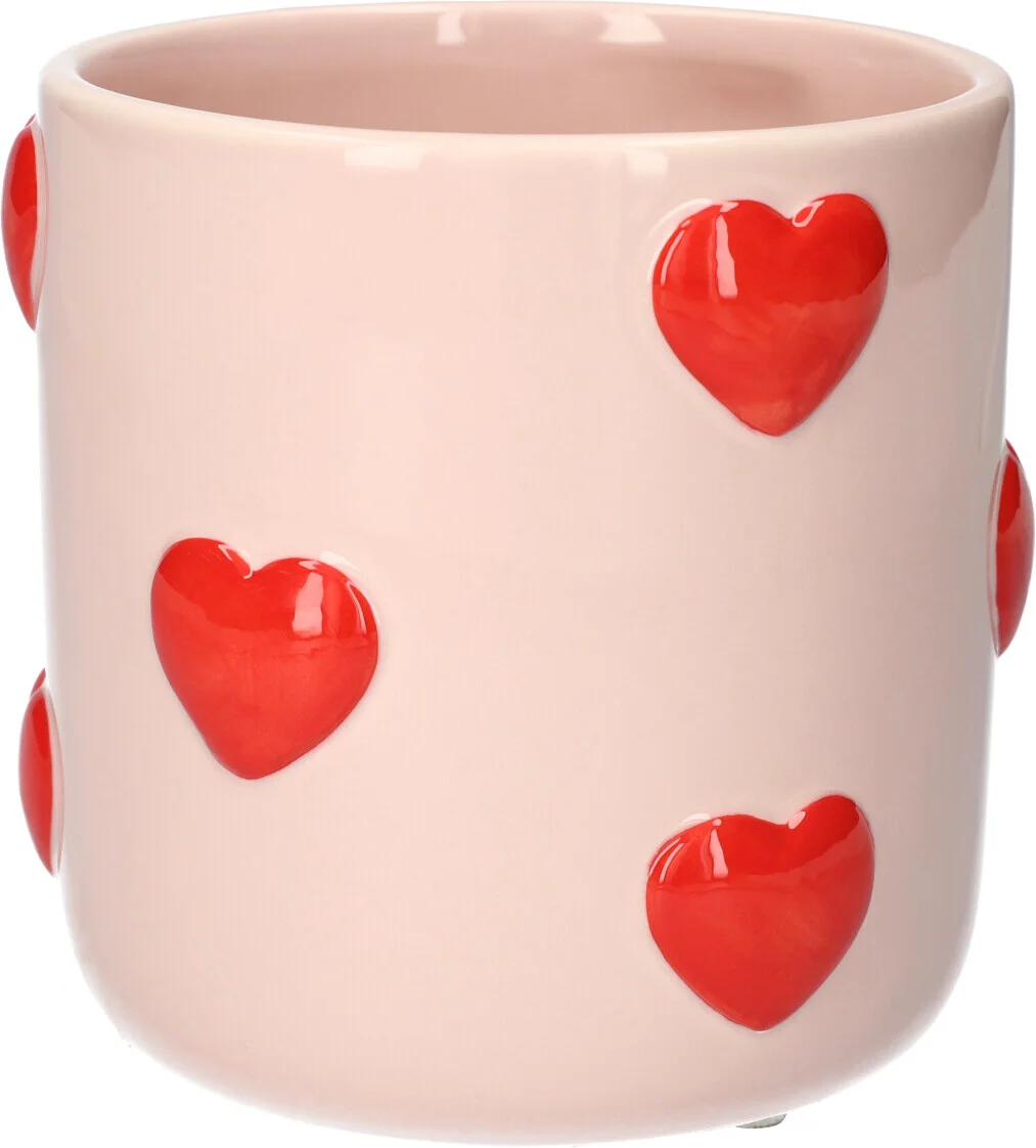 Bloempot Hartjes roze D 12 H 11,5 cm