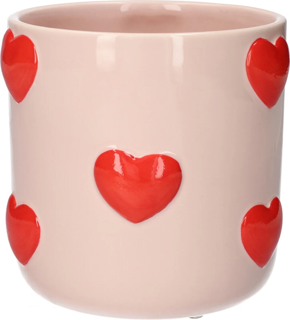 Bloempot Hartjes roze D 13 H 13,5 cm