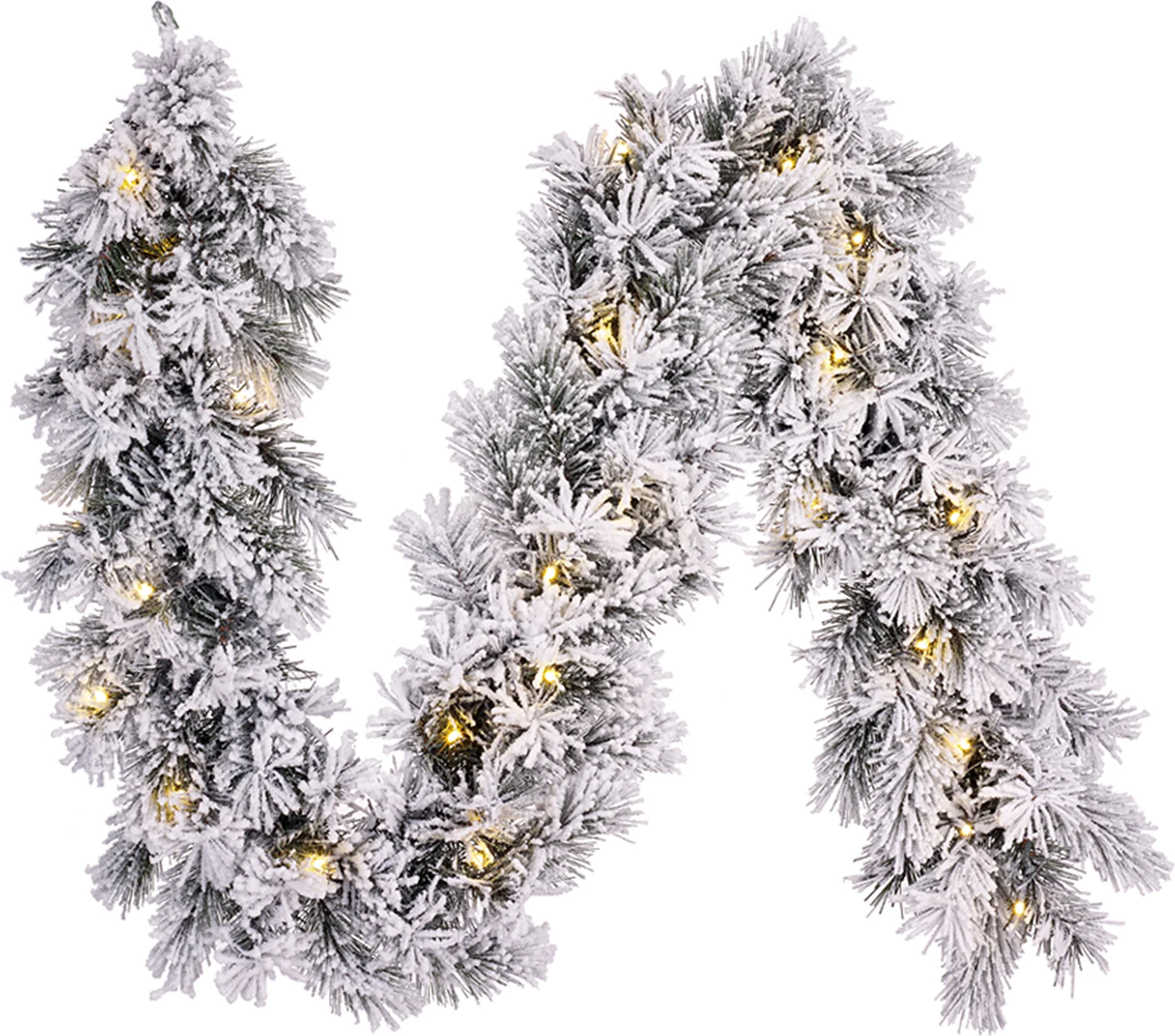 Black Box guirlande Dinsmore 180 cm besneeuwd met 25 LED lampjes warm wit