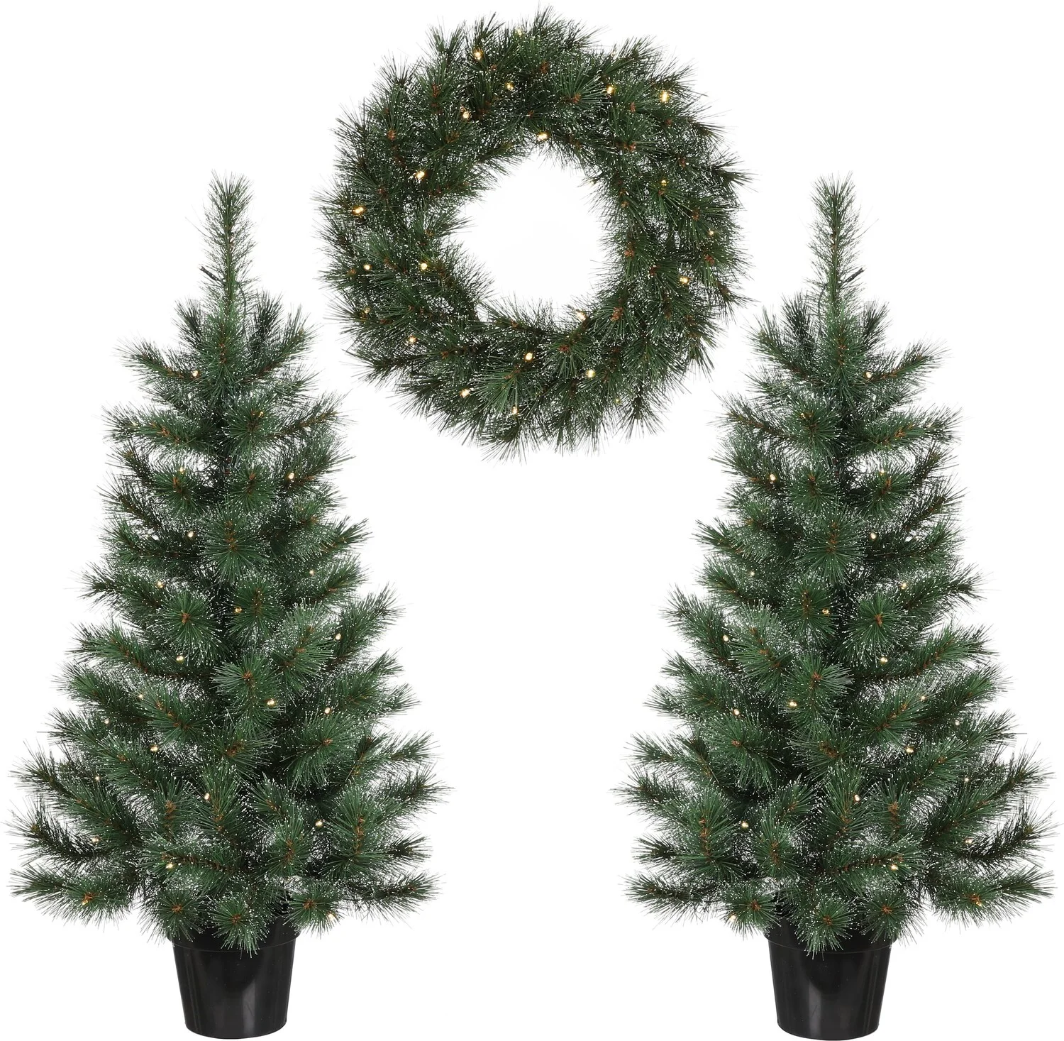 Black Box voordeurset Glendon besneeuwd met 85 lampjes warm wit D 45 H 90 cm