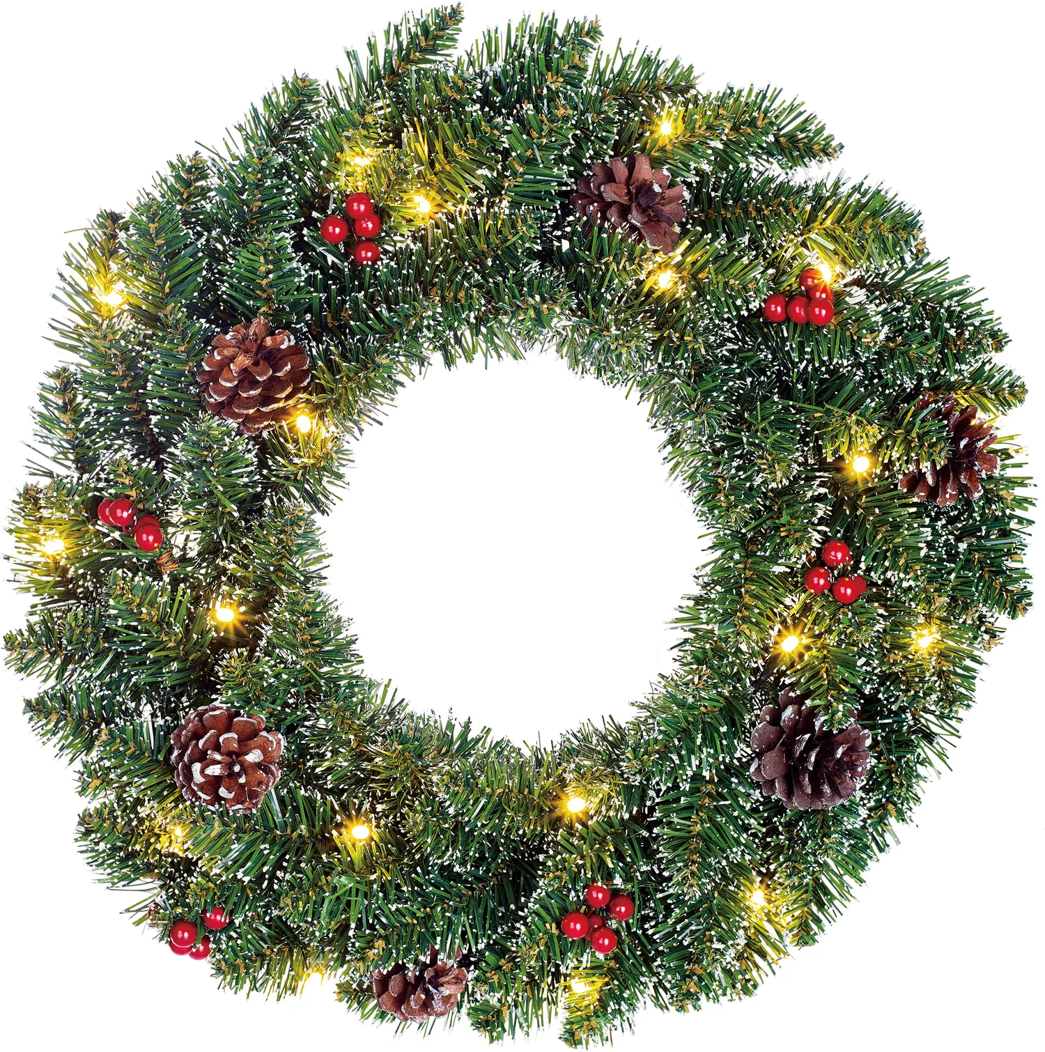 Black Box kerstkrans Creston D 45 cm groen met 20 LED lampjes warm wit