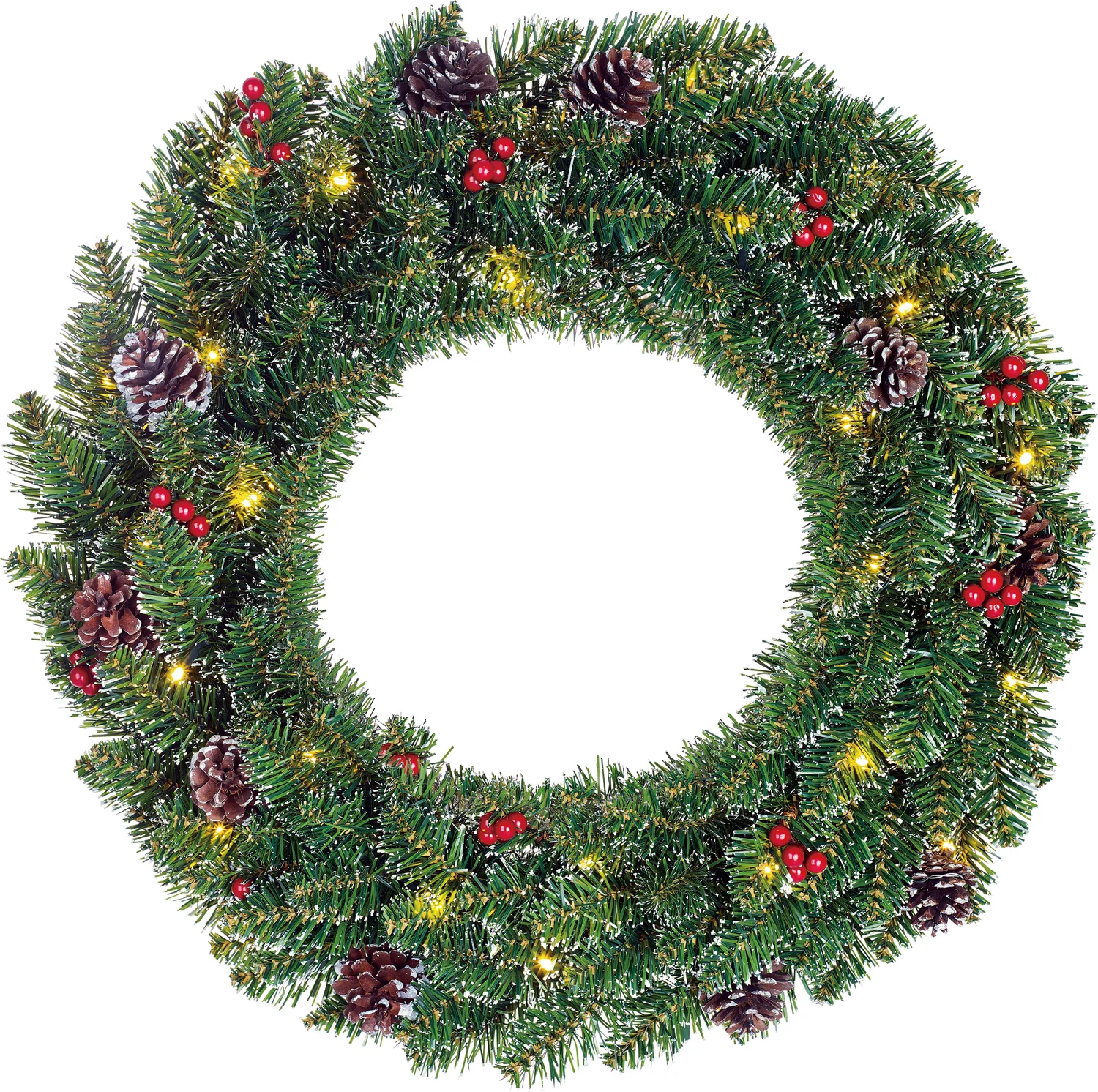 Black Box kerstkrans Creston D 60 cm groen met 30 LED lampjes warm wit