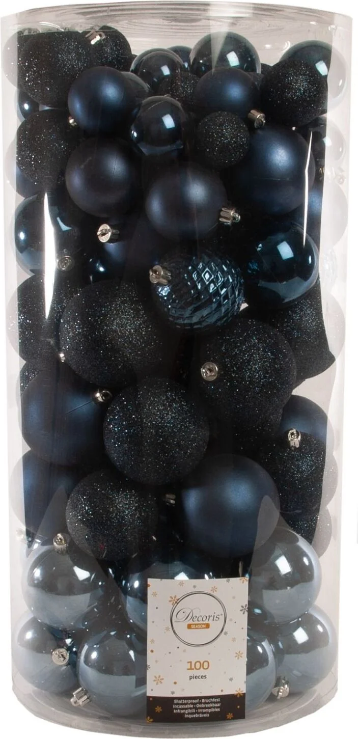 Decoris kerstballen PLC XXL blauw D 8 cm 100 stuks