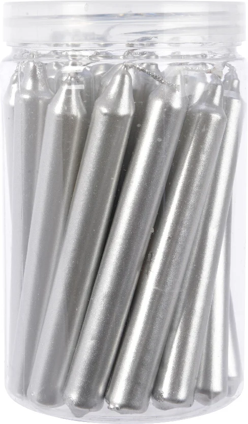 Decoris dinerkaarsen zilver D 1,3 H 10,5 cm 22 stuks
