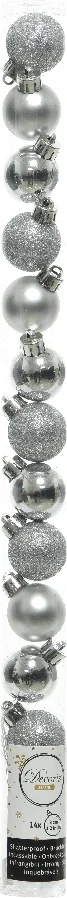 Decoris kerstbal zilver D 3 cm 14 stuks