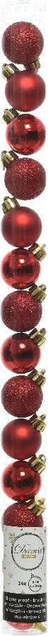 Decoris kerstbal rood D 3 cm 14 stuks