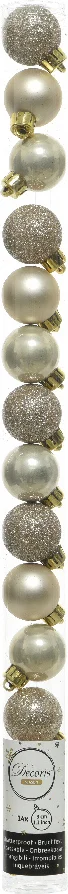 Decoris kerstbal crème D 3 cm 14 stuks