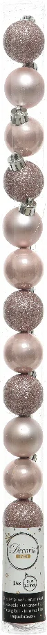 Decoris kerstbal roze D 3 cm 14 stuks