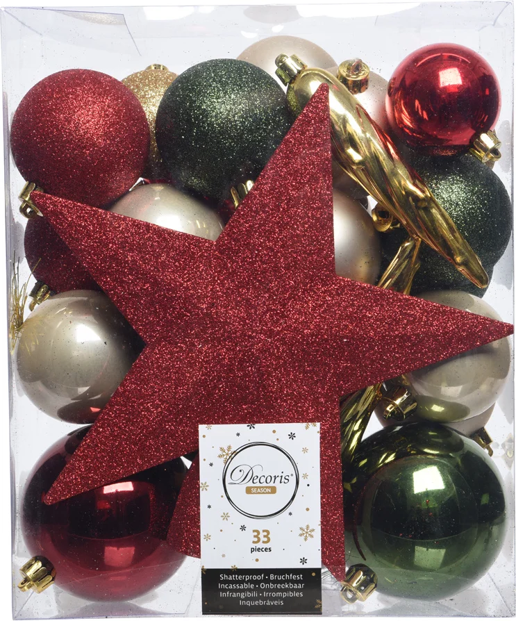 Decoris kerstboomdecoratie Marilene multi 33-delig
