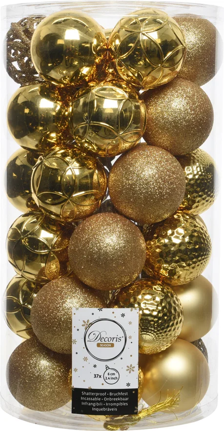 Decoris kerstbal goud D 6 cm 37 stuks
