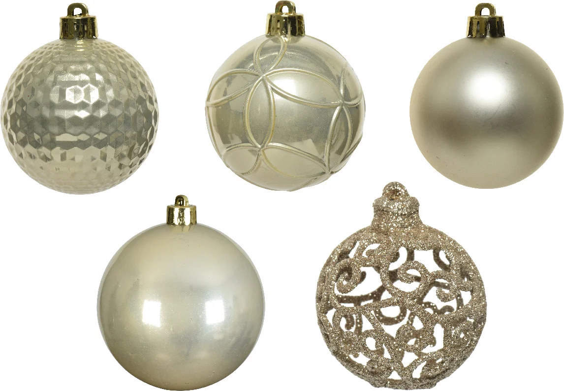 Decoris kerstbal goud / zilver D 6 cm 37 stuks