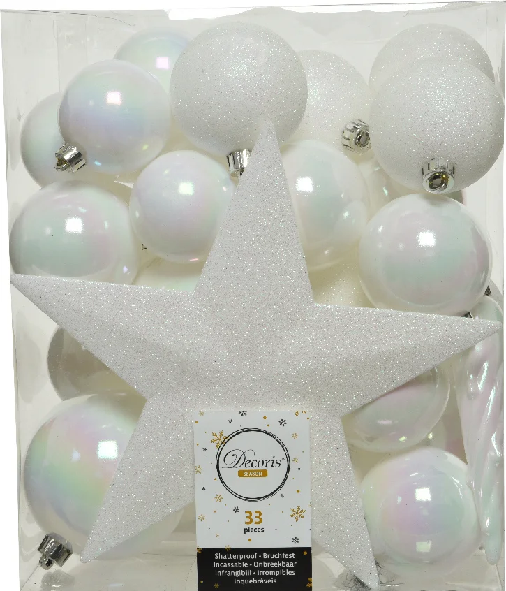 Decoris kerstboomdecoratie Marilene wit 33-delig