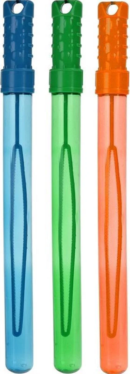 Bellenblaas stok blauw / groen / oranje 3 stuks