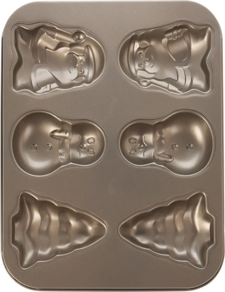 Cakevorm met kerstfiguren zilver 35 x 26,5 x 2,5 cm