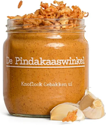 De Pindakaaswinkel pindakaas knoflook gebakken ui 420 ml
