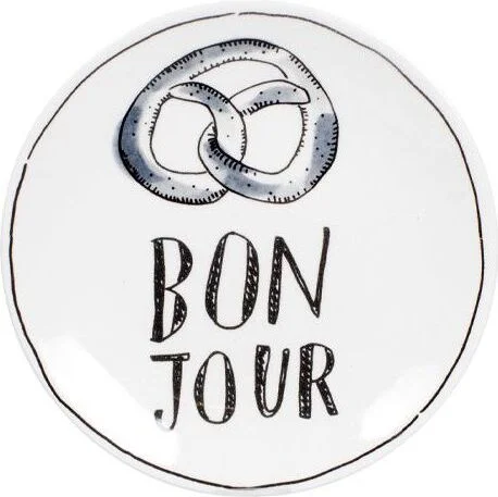Blond Amsterdam bord Bonjour wit / zwart D 12 H 1 cm