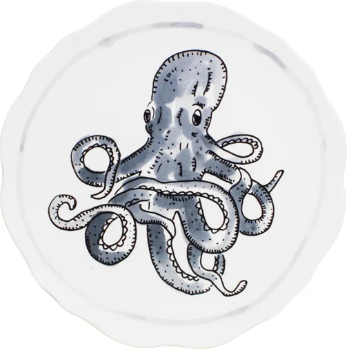 Blond Amsterdam bord X Noir octopus D 15 H 1 cm