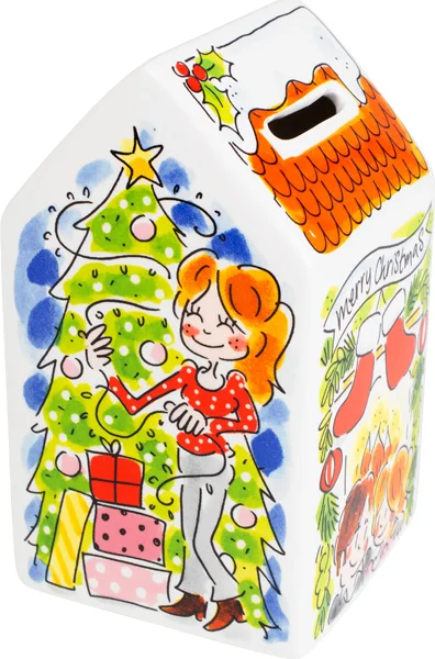 Blond Amsterdam spaarpot Christmas 8,3 x 8,3 x 14 cm