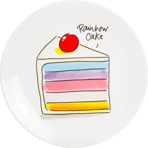 Blond Amsterdam gebaksbord Even Bijkletsen rainbow cake D 18 H 1,5 cm