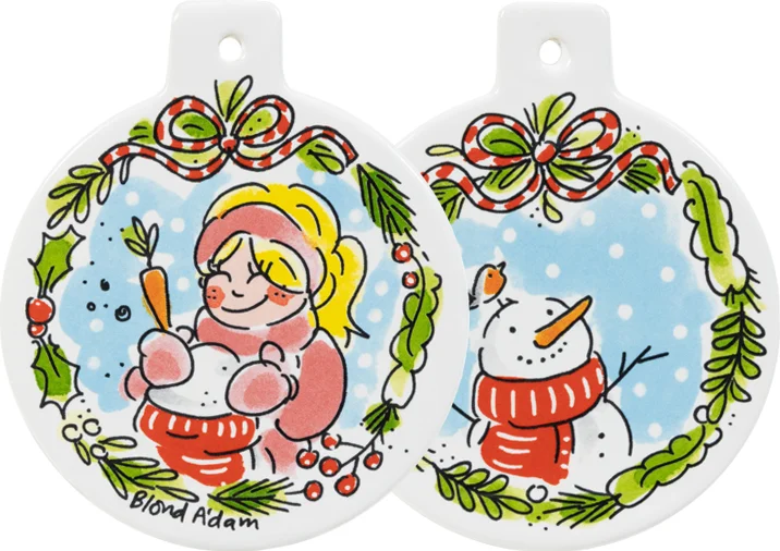 Blond Amsterdam kerst ornament Christmas Snowman D 9,5 cm