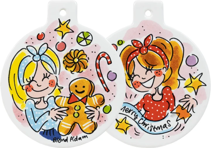 Blond Amsterdam kerst ornament Christmas Girl D 9,5 cm