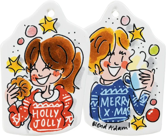 Blond Amsterdam kerst ornament Christmas Sweater 9,5 x 9,5 x 1,5 cm