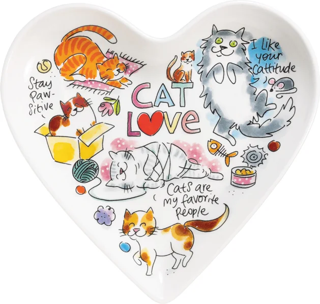 Blond Amsterdam ontbijtbord dier hart Cat multi 22 x 22 x 1,5 cm