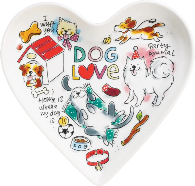 Blond Amsterdam ontbijtbord dier hart Dog multi 22 x 22 x 1,5 cm