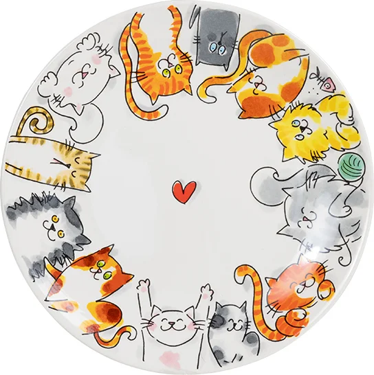 Blond Amsterdam bord Animals kat wit D 21,8 H 2,5 cm