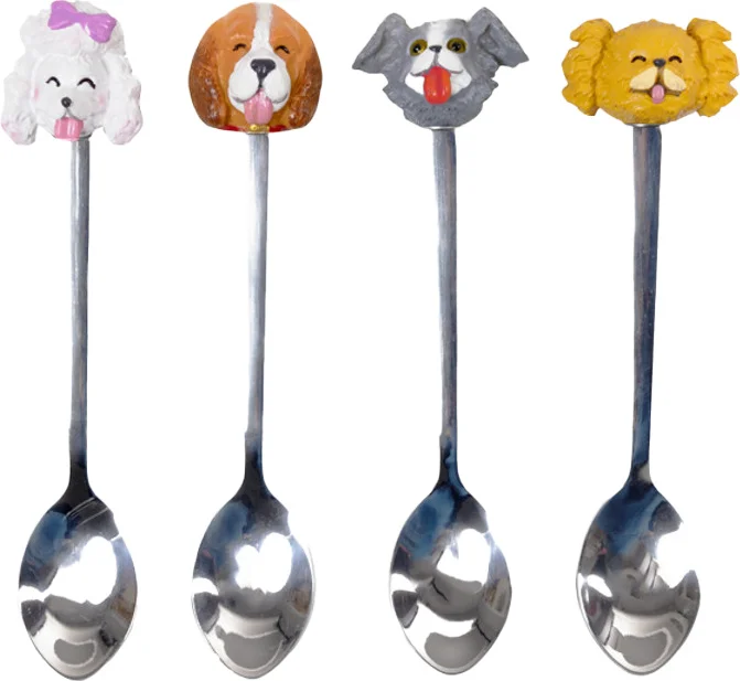 Blond Amsterdam theelepel set Animals hond zilver 4-delig