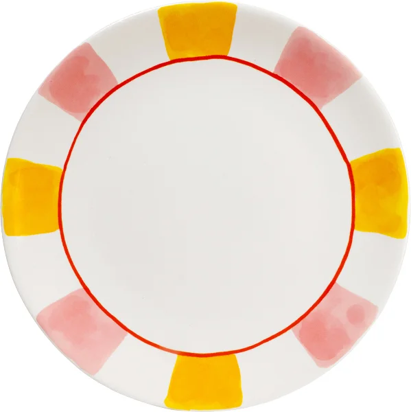 Blond Amsterdam dinerbord Even Bijkletsen roze / geel D 26 H 2,5 cm
