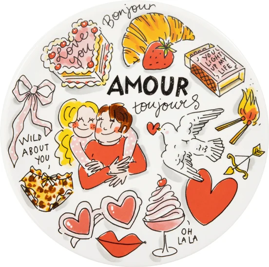 Blond Amsterdam bord Valentijn amour D 22 H 2,5 cm