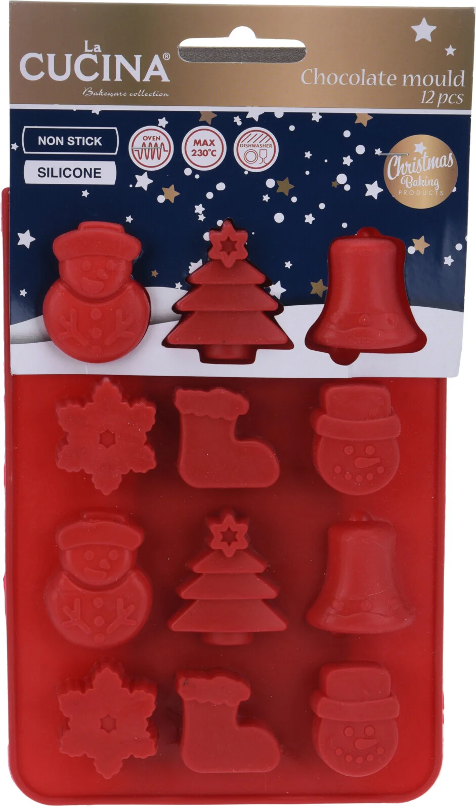 Chocoladevorm met kerstfiguren siliconen rood