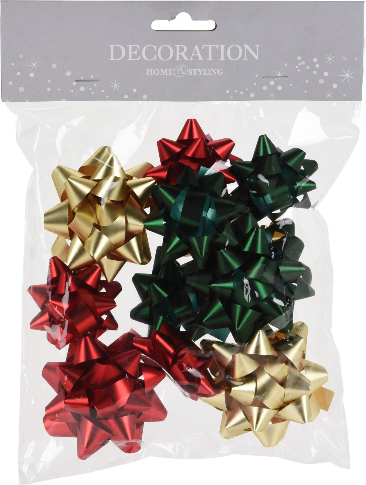 Cadeauverpakking decoratiestrik rood / groen / goud 12 stuks